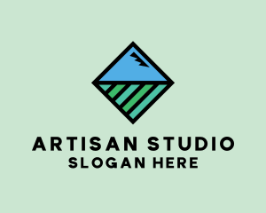 Square Nature Landscape logo design