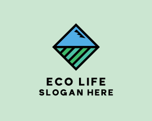 Square Nature Landscape logo design