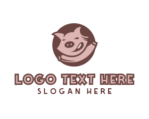 Happy Pig Animal logo