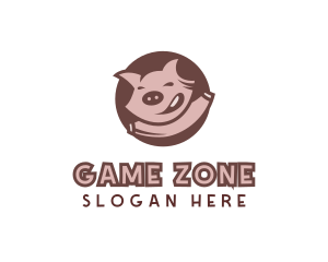 Happy Pig Animal Logo
