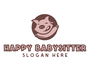 Happy Pig Animal logo design