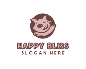 Happy Pig Animal logo design