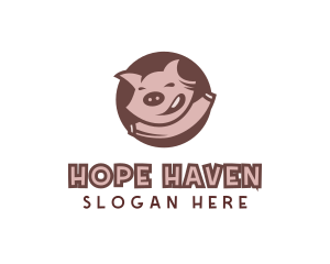 Happy Pig Animal logo