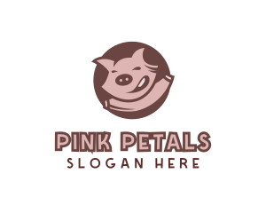 Happy Pig Animal logo design