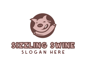 Happy Pig Animal logo design