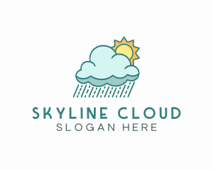 Rain Cloud Sun Weather logo design