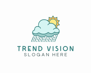 Rain Cloud Sun Weather logo design