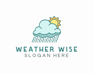 Rain Cloud Sun Weather logo design