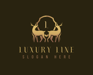 Luxury Deer Shield Crest logo design