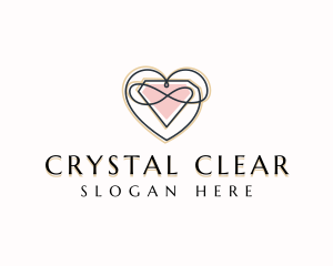 Diamond Heart Gemstone logo design