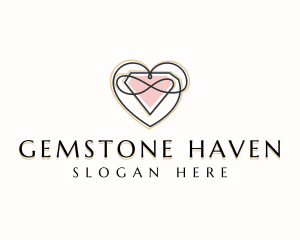 Diamond Heart Gemstone logo design