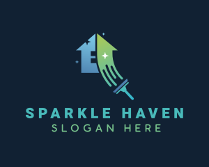 Sparkle Clean House Squeegee logo design