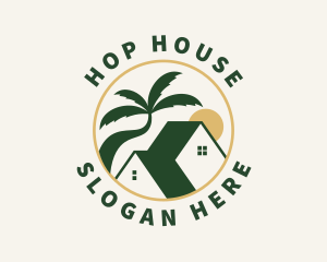 House Palm Tree Summer logo design