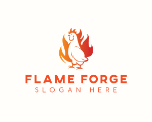 Chicken Flaming Grill logo design