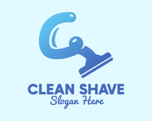 Blue Cleaning Squeegee logo design