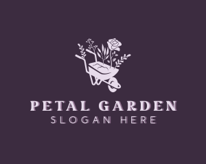 Flower Plant Wheelbarrow logo design