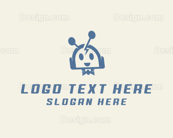 Happy Bow Tie Robot Logo