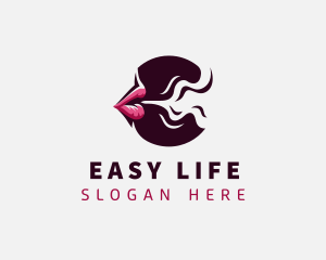 Smoking Mouth Lips logo design