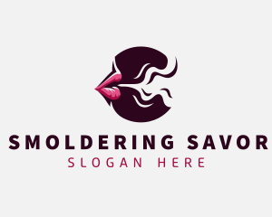 Smoking Mouth Lips logo design