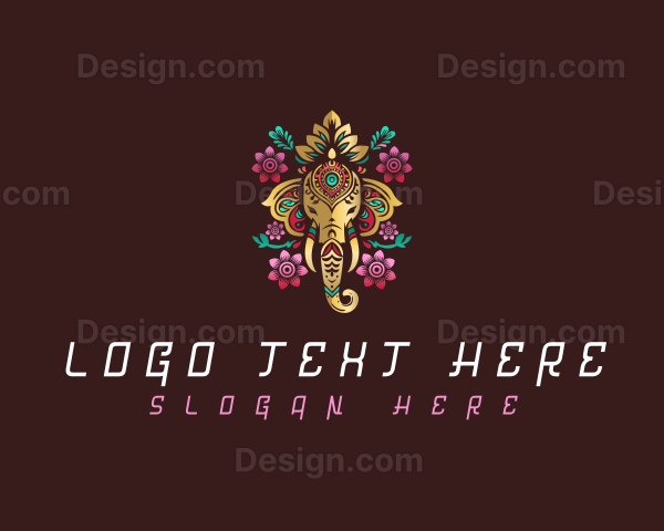 Decorative Floral Elephant Logo