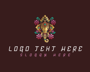 Decorative Floral Elephant logo