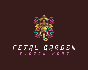 Decorative Floral Elephant logo design