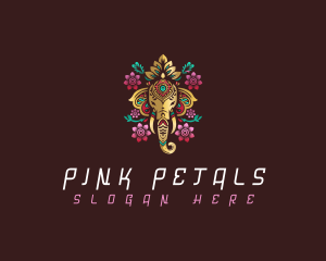 Decorative Floral Elephant logo design