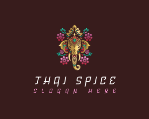 Decorative Floral Elephant logo