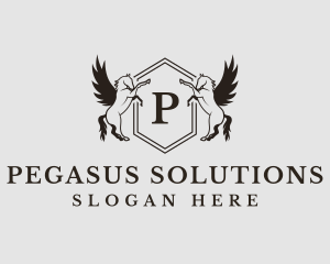 Shield Pegasus Wings logo design