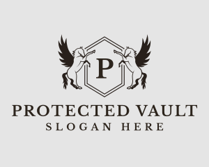 Shield Pegasus Wings logo design