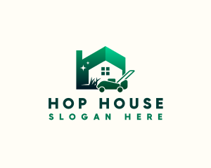 House Yard Lawn Mower logo design