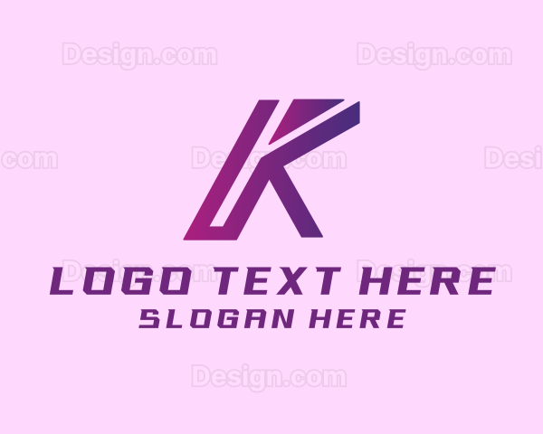 Gradient Purple Tech Letter K Logo