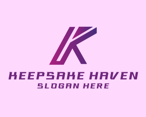 Gradient Purple Tech Letter K logo design