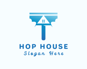 Blue House Squeegee logo design