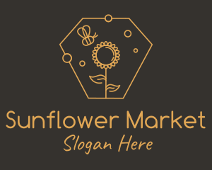 Yellow Sunflower Bee logo design