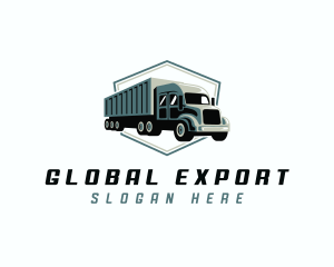 Import Logistics Trailer Truck logo design