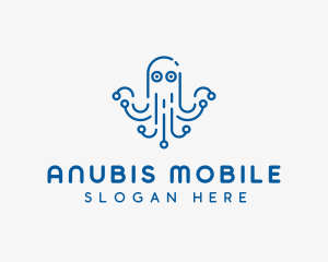 Modern Digital Octopus logo design