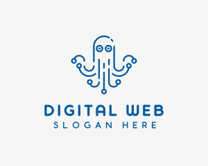 Modern Digital Octopus logo design