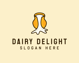 Pouring Milk Jar Jug logo design