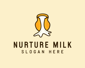 Pouring Milk Jar Jug logo design