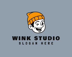 Retro Beanie Guy logo design