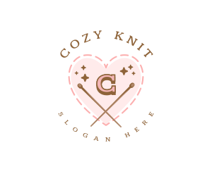 Creative Knitting Heart logo design