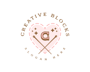 Creative Knitting Heart logo design