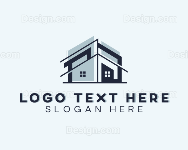 House Blueprint Construction Logo