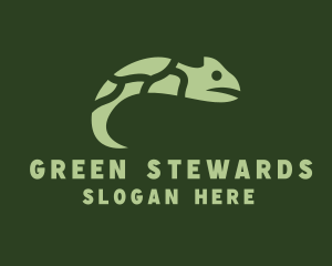 Green Chameleon Reptile logo design