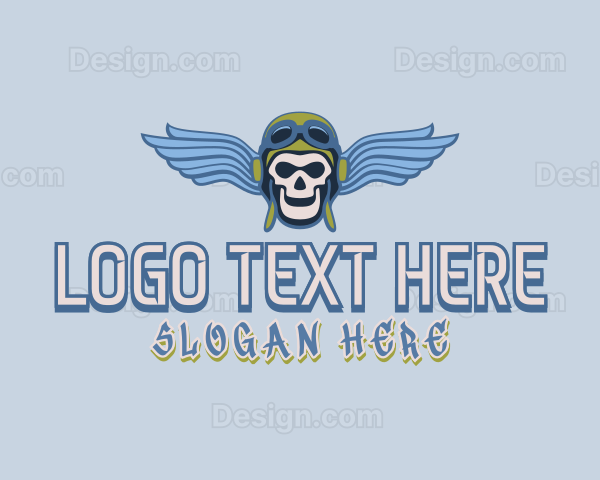 Blue Pilot Skull Gaming Aviator Logo