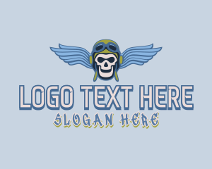 Blue Pilot Skull Gaming Aviator logo