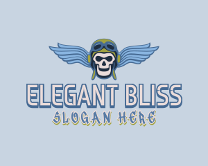 Blue Pilot Skull Gaming Aviator Logo