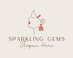 Earring Woman Jewelry logo design