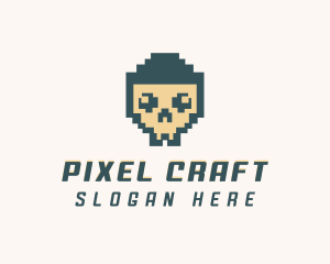 Skull Pixel Tech logo design